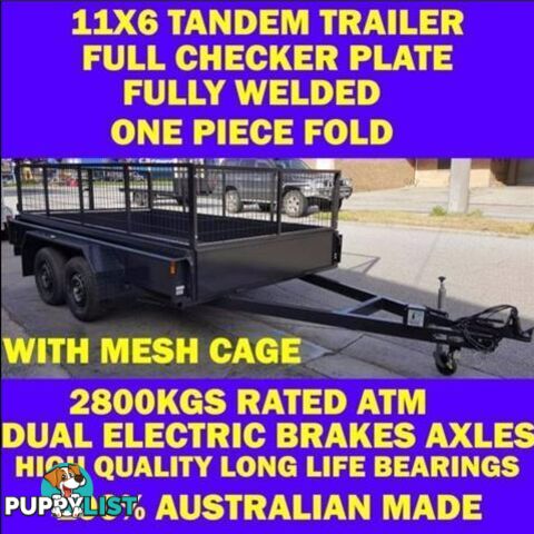 11x6 TANDEM TRAILER W CAGE 2.8T FULLY WELD FUL CKER PLT 10x6 12x6