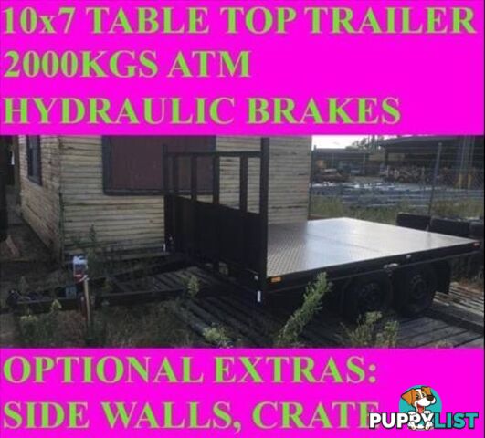 10x7 table top tandem trailer flatbed 2000kgs also got 10x5 10x6