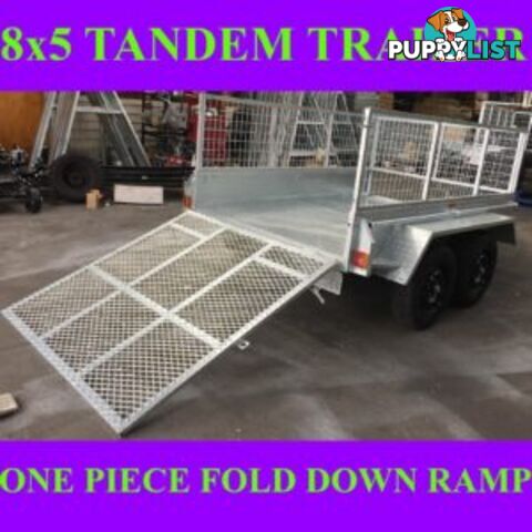 8X5 GALVANISED TANDEM TRAILER WITH FOLD DOWN RAMP 2000KGS ATM 1