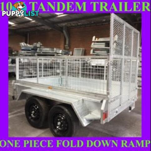 10x6 TANDEM TRAILER WITH CAGE FOLD DOWN RAMP HOP DIP GALVANISED 1