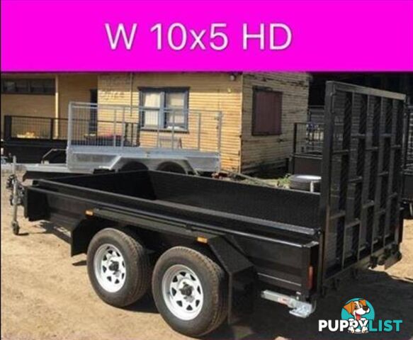 10x5 HD tandem trailer w ramp 2ton 1 pc fold 2.5mm checker plate