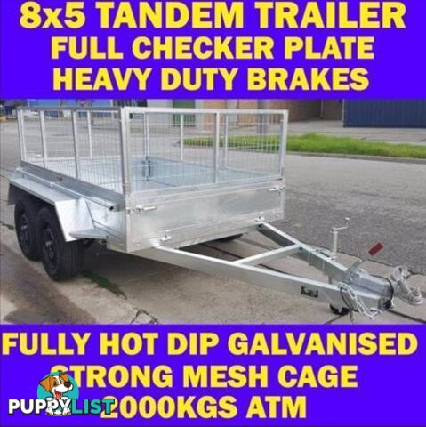 8x5 GALVANISED TANDEM TRAILER WITH CAGE BRAND NEW 2000KG 1