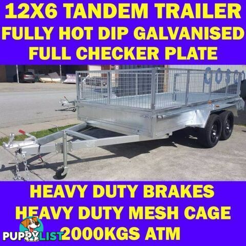 12x6 tandem trailer fully galvanised heavy duty trailer w cage 1