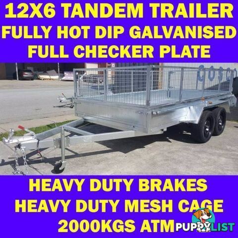 12x6 tandem trailer fully galvanised heavy duty trailer w cage 1