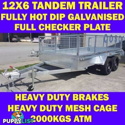 12x6 tandem trailer fully galvanised heavy duty trailer w cage 1