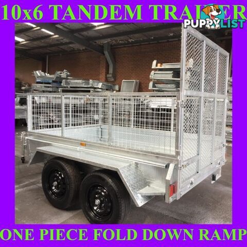 10X6 HOT DIP GALVANISED TANDEM TRAILER RAMP CAGE BOX TRAILER sa