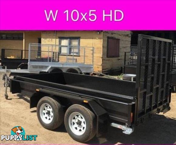 10x5 HD tandem trailer w ramp 2ton 1 pc fold 2.5mm checker plate