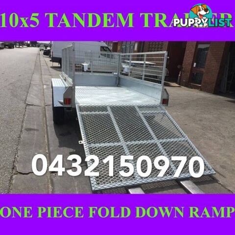 10x5 tandem trailer fully galvanised with cage & fold down ramp 1