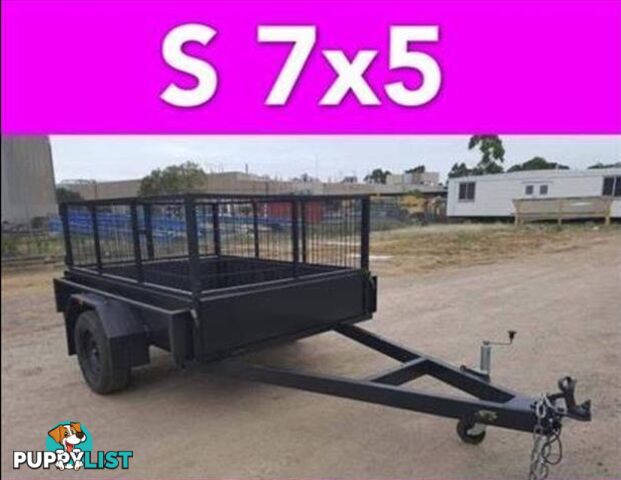 7x5 BOX TRAILER HEAVY DUTY CAGED 1 PCE FOLD FULL CHECKER PLATE