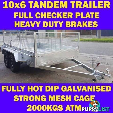 10x6 TANDEM TRAILER WITH CAGE FULLY HOP DIP GALVANISED 1