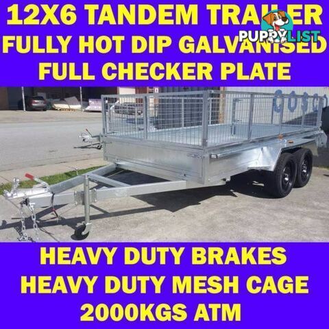 12x6 tandem trailer fully galvanised heavy duty trailer w cage 1