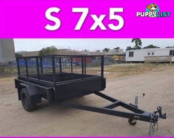 7x5 BOX TRAILER HEAVY DUTY CAGED 1 PCE FOLD FULL CHECKER PLATE