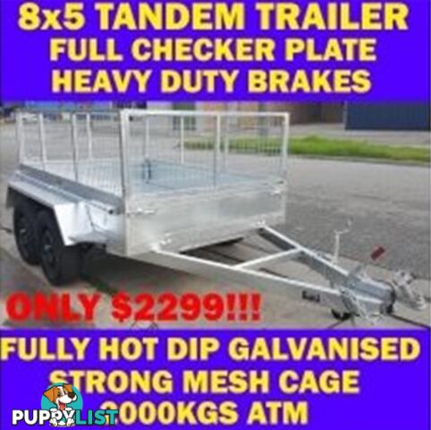 8X5 GALVANISED TANDEM TRAILER WITH CAGE CRATE BOX TRAILER sa