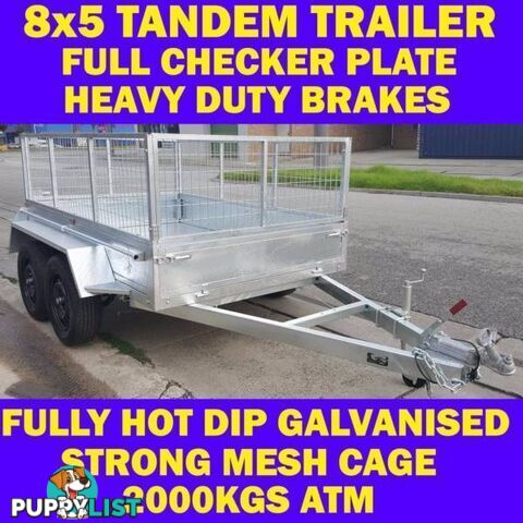 8x5 GALVANISED TANDEM TRAILER WITH CAGE BRAND NEW 2000KG 1