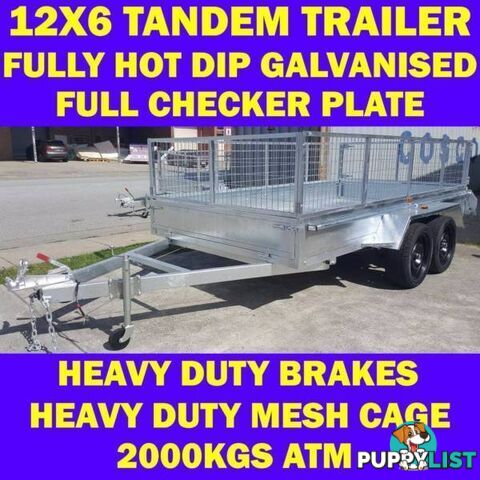 12x6 tandem trailer fully galvanised heavy duty trailer w cage 1