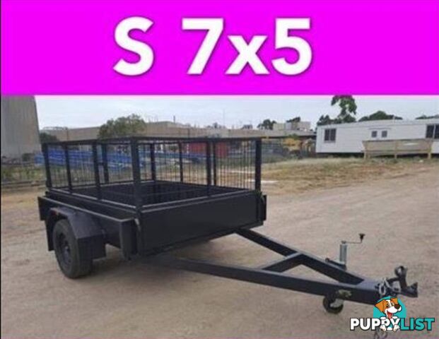 7x5 BOX TRAILER HEAVY DUTY CAGED 1 PCE FOLD FULL CHECKER PLATE