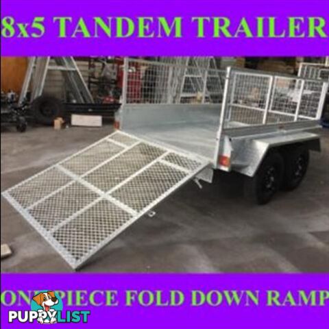 8X5 GALVANISED TANDEM TRAILER WITH FOLD DOWN RAMP 2000KGS ATM 1