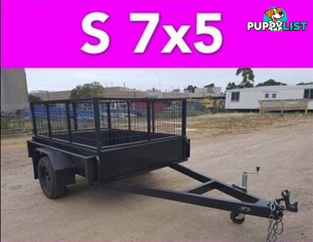 7x5 BOX TRAILER HEAVY DUTY CAGED 1 PCE FOLD FULL CHECKER PLATE