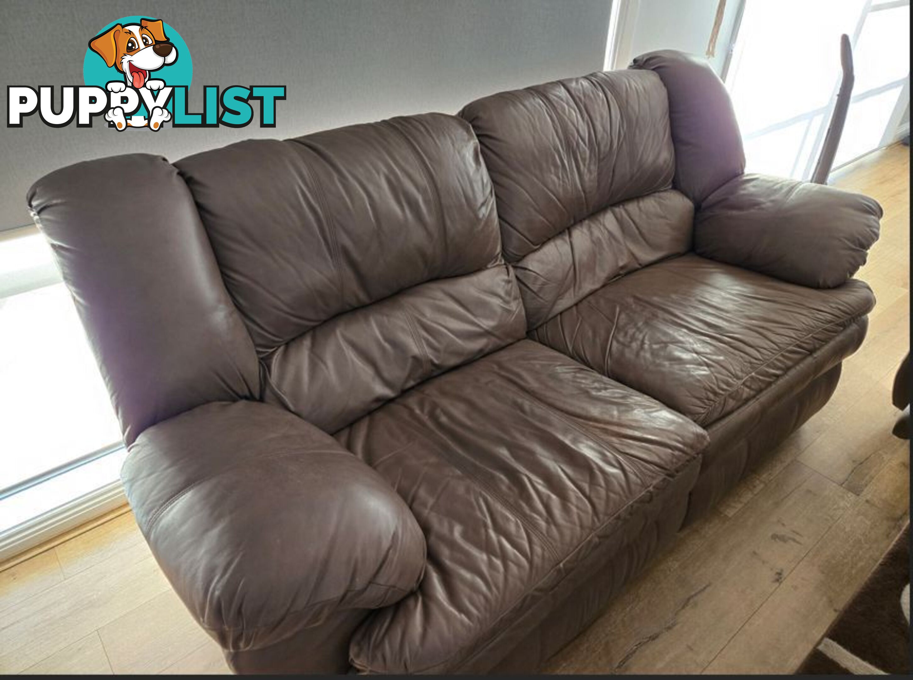 Recliner leather 2 seater lounge