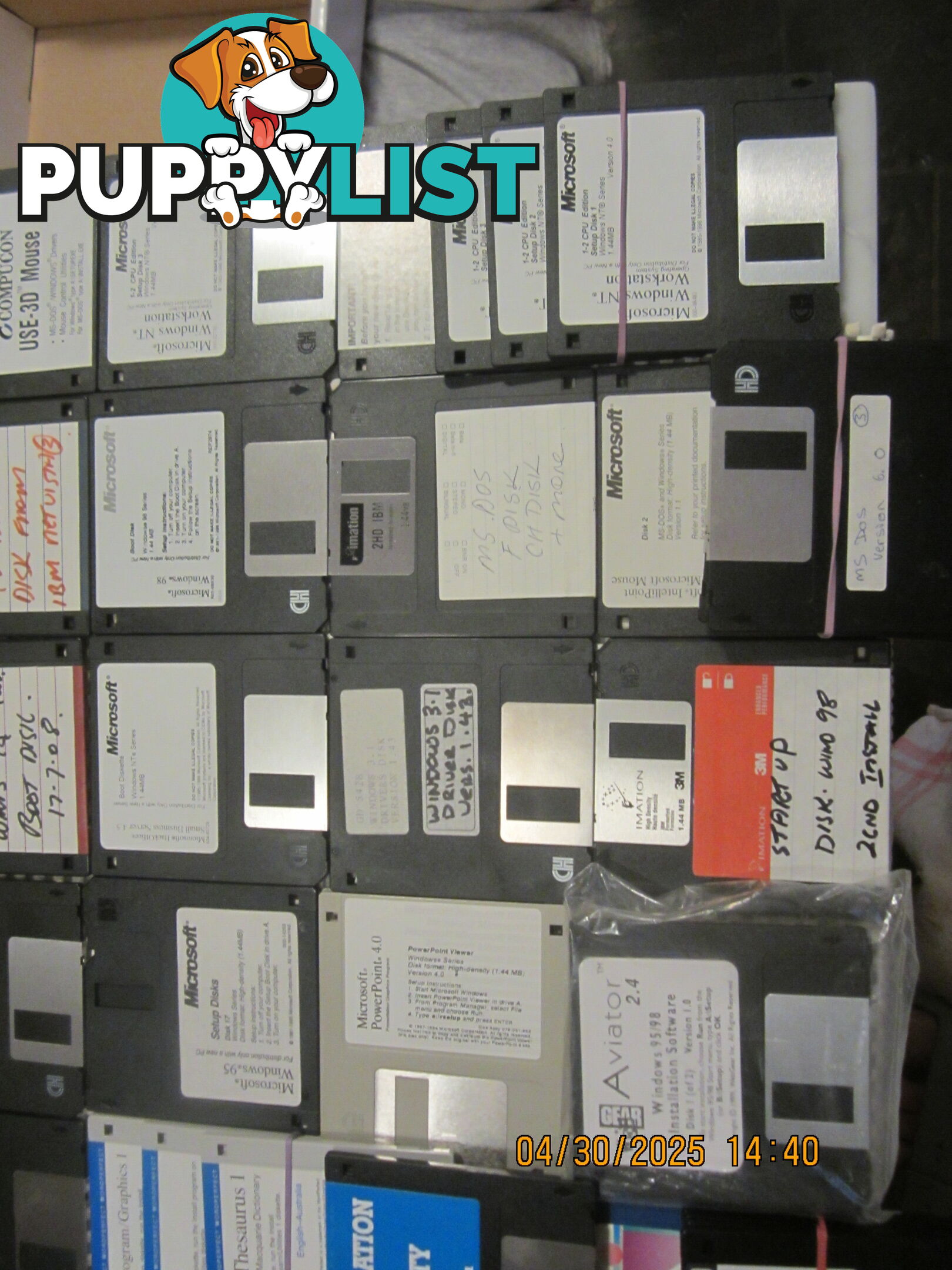 VINTAGE computer floppy disks, MS-DOS, 3,1, WIN-NT, WIN-95 WIN-98 WIN-2K