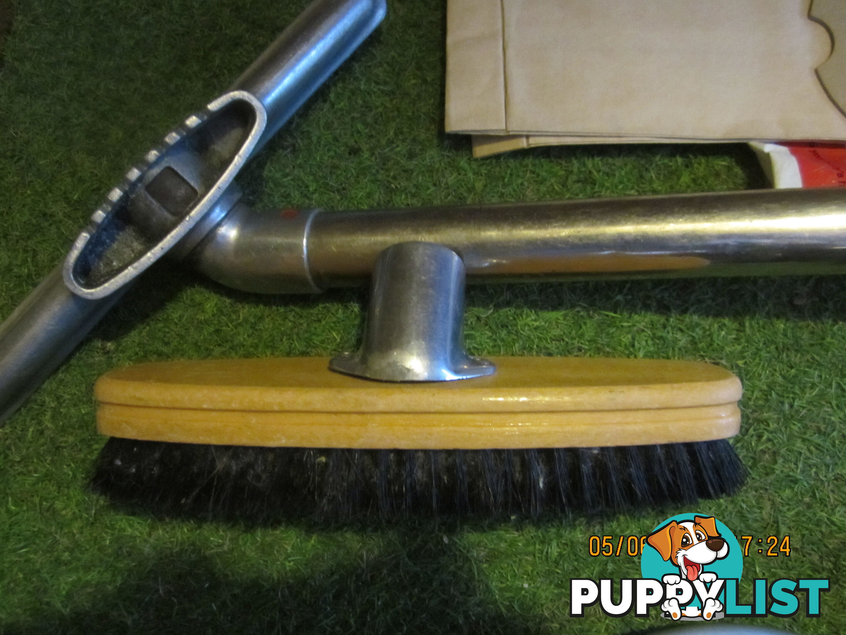 vintage Barrel-style Electrolux vacuum cleaner 1950-60. with cream coloured hose,