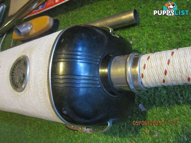 vintage Barrel-style Electrolux vacuum cleaner 1950-60. with cream coloured hose,