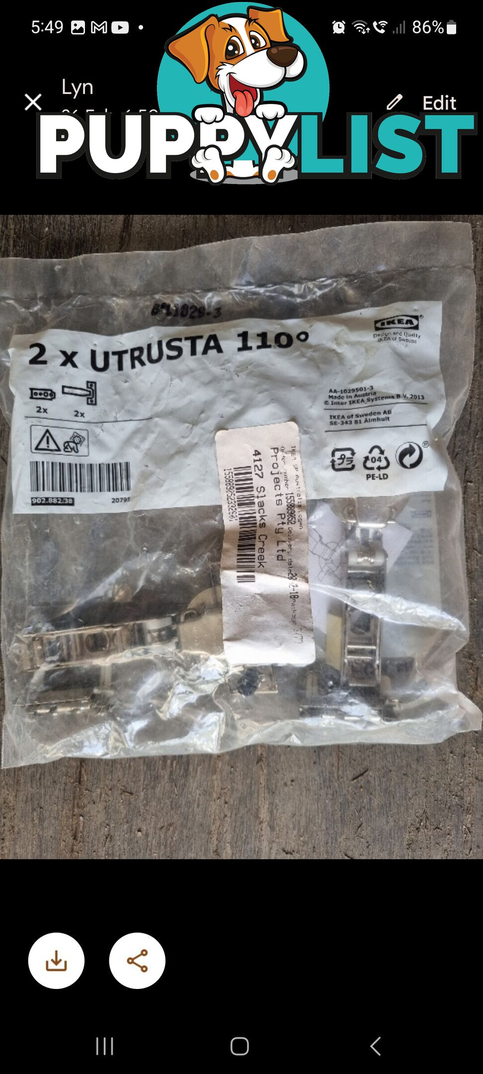 UTRUSTA (110deg) Cabinet Hinge