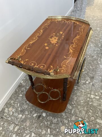 Vintage 1950’s Italian Inlay Bar Cart