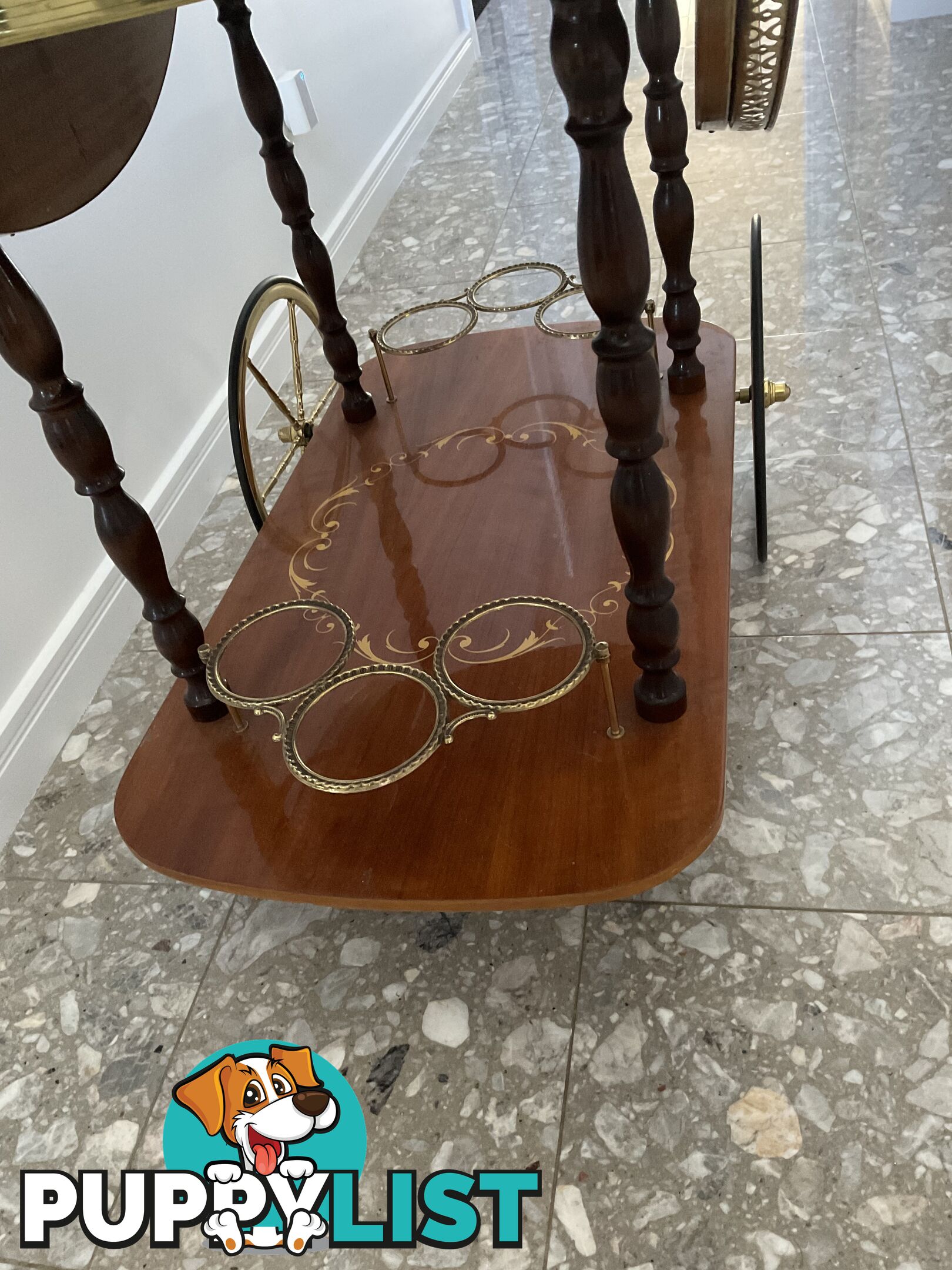 Vintage 1950’s Italian Inlay Bar Cart