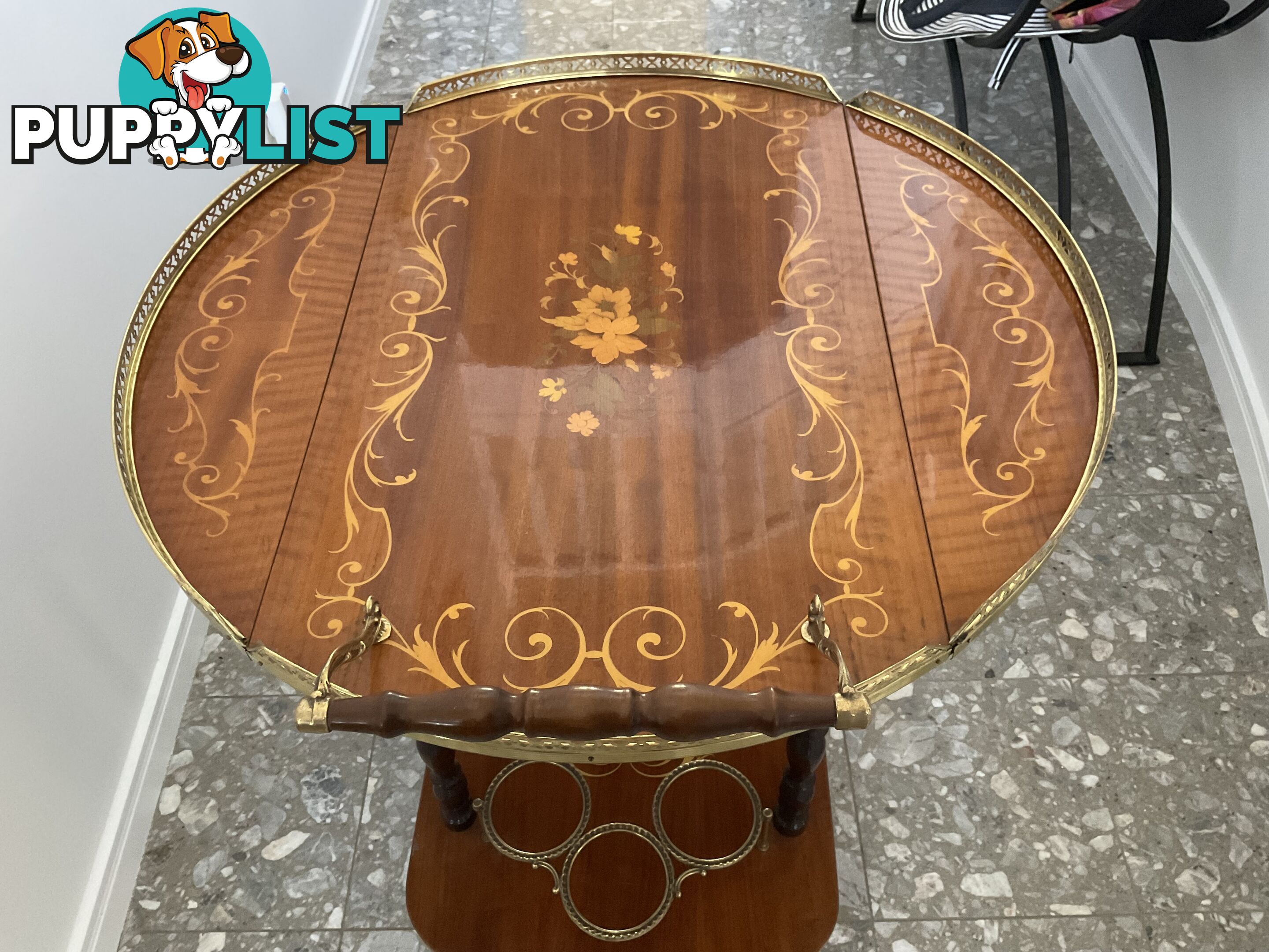Vintage 1950’s Italian Inlay Bar Cart