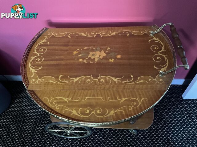 Vintage 1950’s Italian Inlay Bar Cart