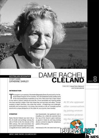 Australian Biography Series - Dame Rachel Cleland (Study Guide)