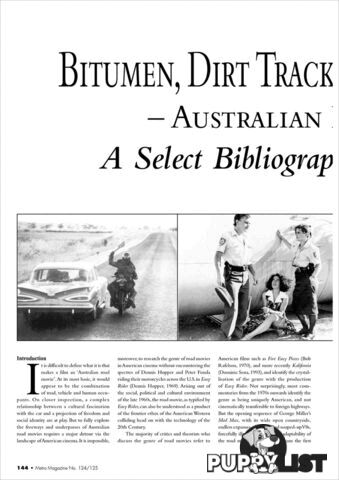 Bitumen, Dirt Tracks and Lost Highways: Australian Road Movies: A Select Bibliography