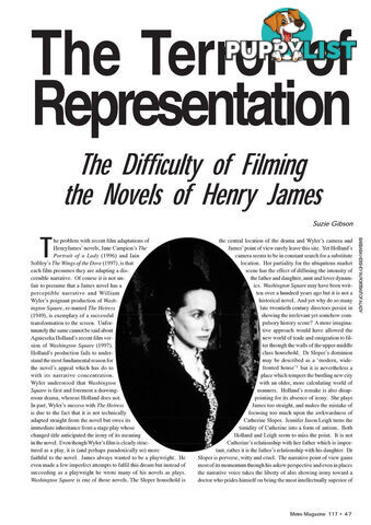 The Terror of Representation: The Difficulty of Filming the Novels of Henry James