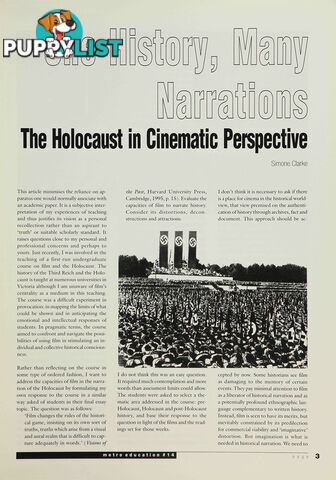 One History, Many Narrations: The Holocaust in Cinematic Perspective