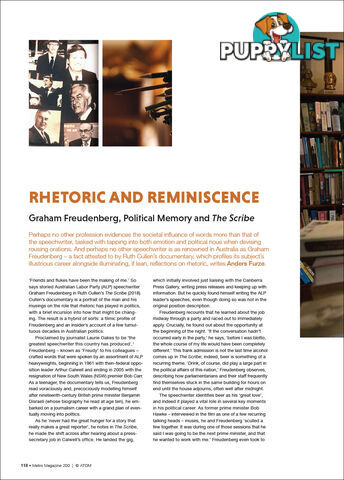 Rhetoric and Reminiscence: Graham Freudenberg, Political Memory and 'The Scribe'