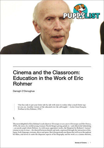 Cinema and the Classroom: Education in the Work of Eric Rohmer