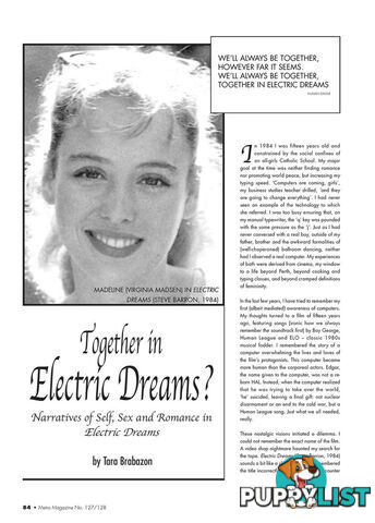 Together in Electric Dreams? Narratives of Self, Sex and Romance in 'Electric Dreams'