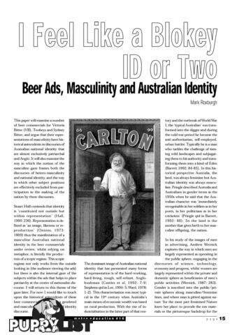 I Feel Like a Blokey ID or Two: Beer Ads, Masculinity and Australian Identity