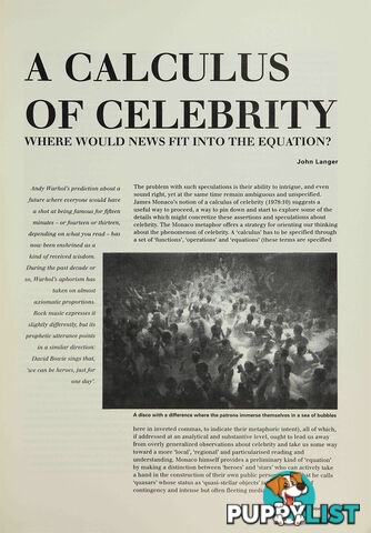 A Calculus of Celebrity: Where Would News Fit into the Equation?