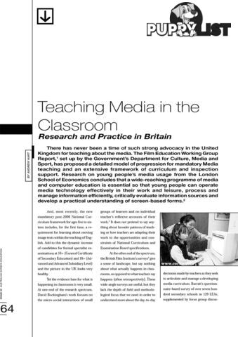 Teaching Media in the Classroom: Research and Practice in Britain