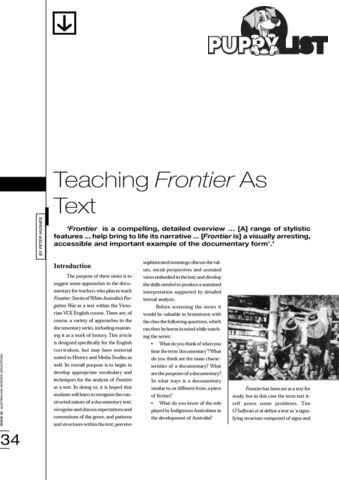 Teaching 'Frontier' as Text