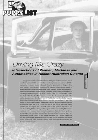 Driving Ms Crazy': Intersections of Women, Madness and Automobiles in Recent Australian Cinema