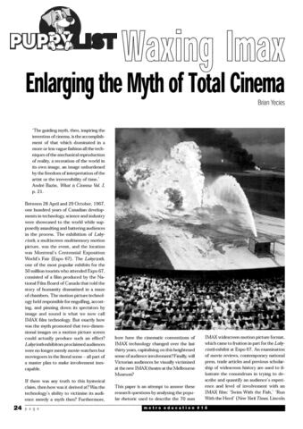 Waxing Imax: Enlarging the Myth of Total Cinema