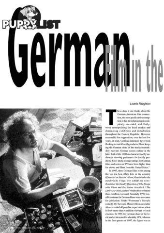 German Film in the 1990s: Seeking American Friends?