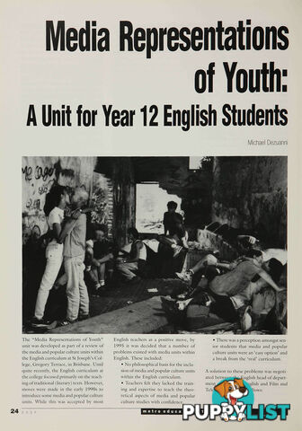 Media Representations of Youth: A Unit for Year 12 English Students