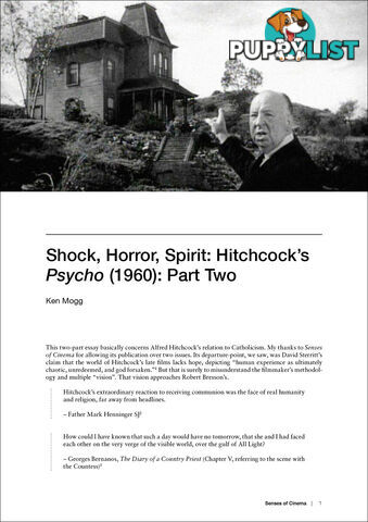 Shock, Horror, Spirit: Hitchcock's 'Psycho' (1960): Part Two