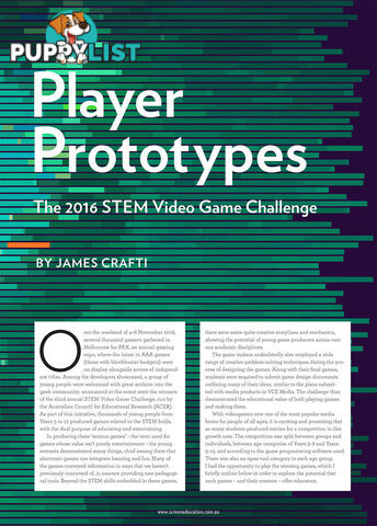 Player Prototypes: The 2016 STEM Video Game Challenge