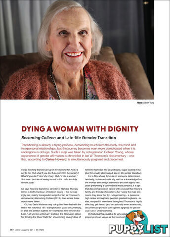 Dying a Woman with Dignity: 'Becoming Colleen' and Late-life Gender Transition