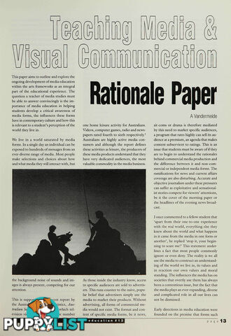 Teaching Media and Visual Communication: Rationale Paper